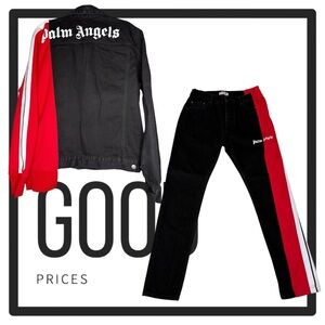 SET Palm Angels Black and Red Jacket and Pants